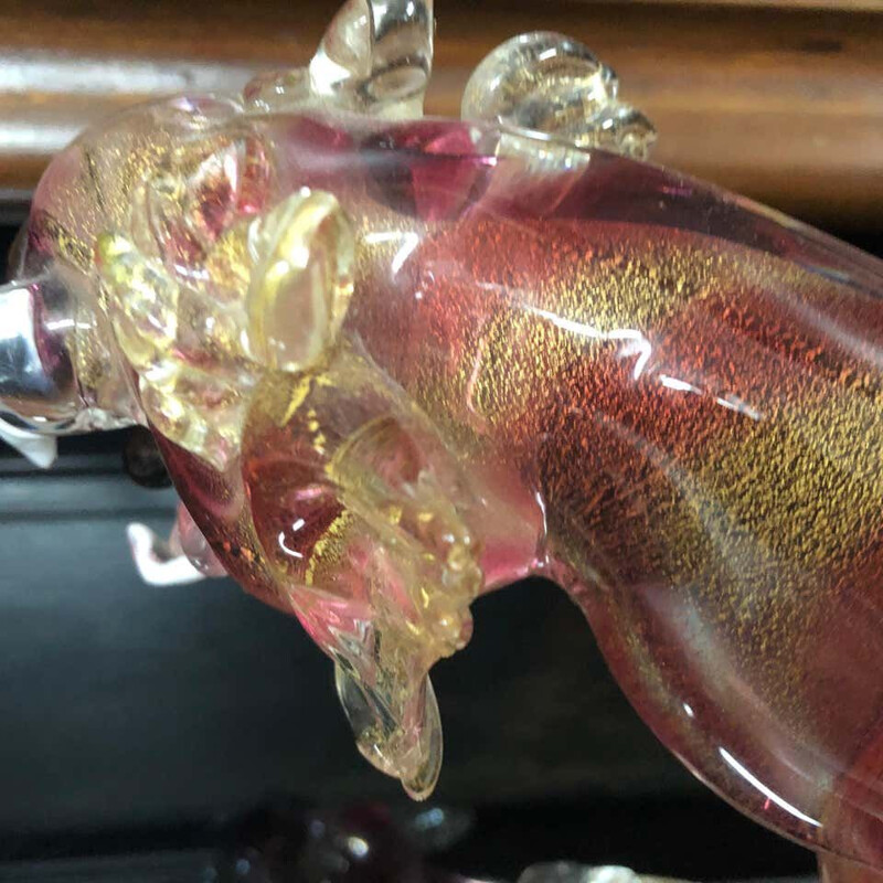 Mid-Century sculpture Prehistoric Tiger Murano Glass circa 1960