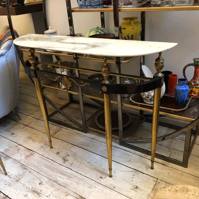 Mid-Century mahogany brass and iron Console circa Italian 1960