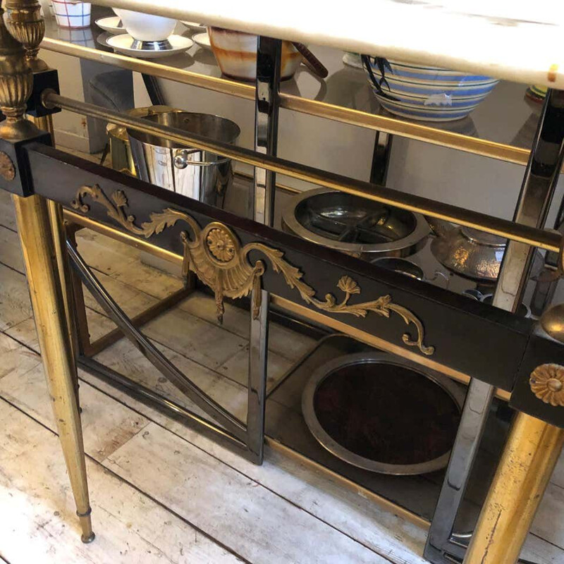 Mid-Century mahogany brass and iron Console circa Italian 1960