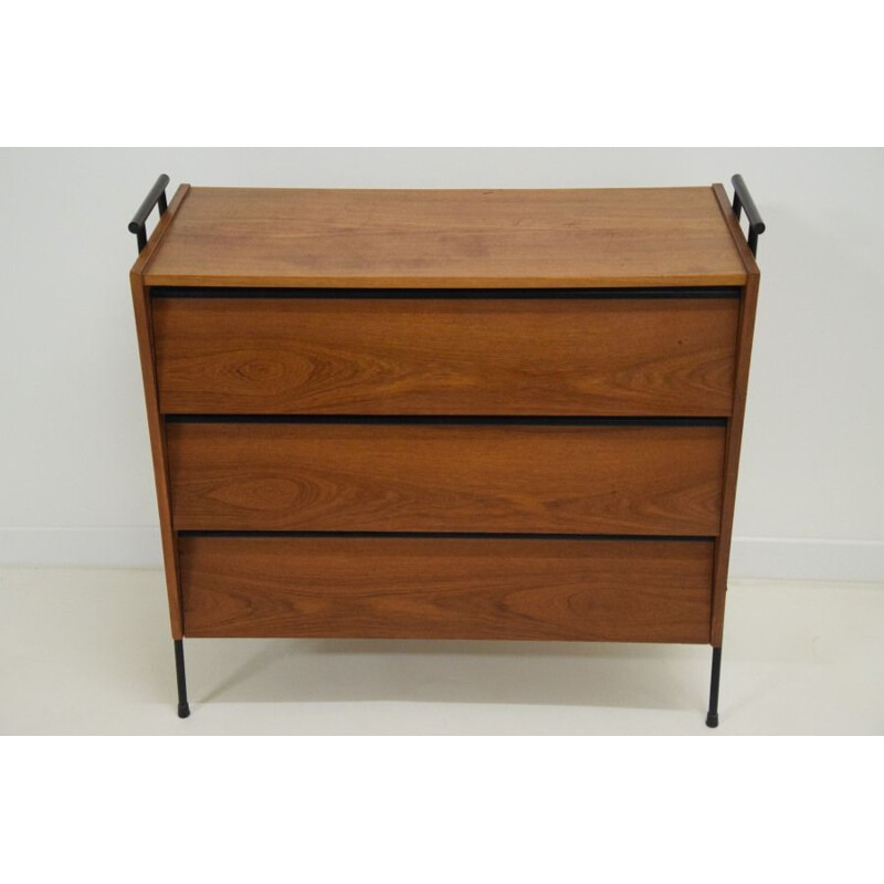 Vintage walnut  shoe chest of drawers and armchairs Scandinavian 1950