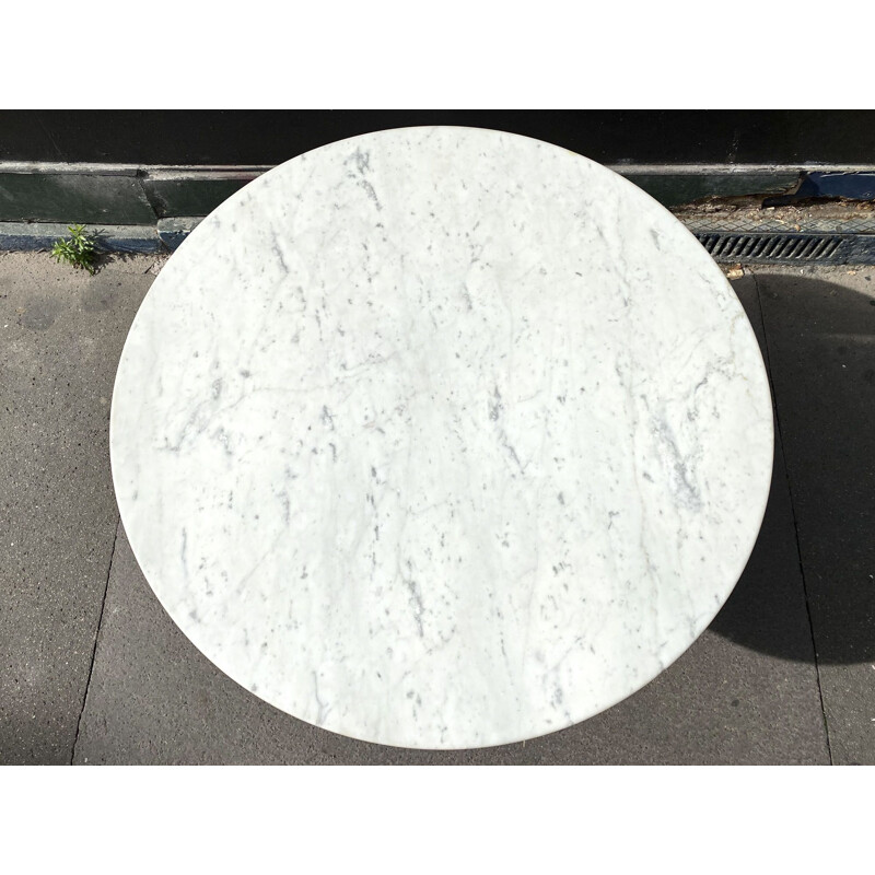 Vintage round table Tulip in Carrara marble from Knoll Ø 107 cm