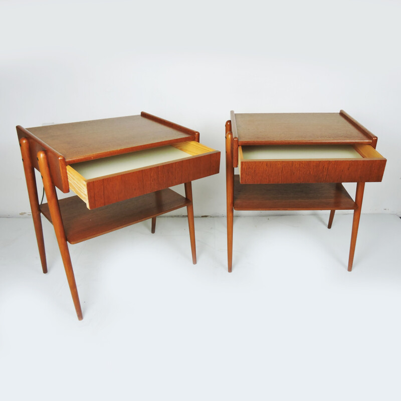 Paire de table de chevet vintage en teck  de la Möbelfabrik Carlström &Co 1960