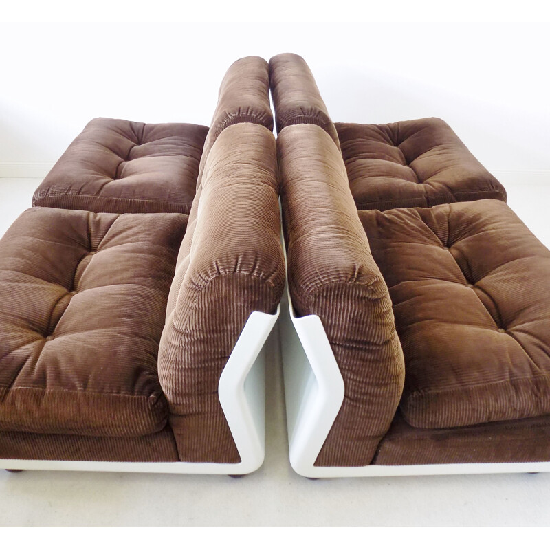 Set of 4 vintage brown loungechairs by Mario Bellini  C&B Amanta Italie