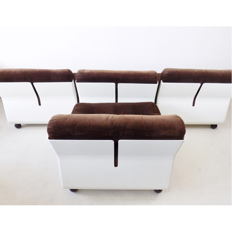 Set of 4 vintage brown loungechairs by Mario Bellini  C&B Amanta Italie