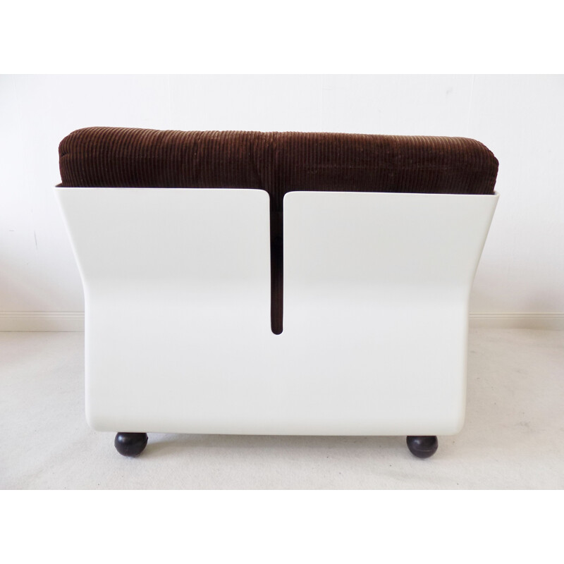 Lot de 4 fauteuils lounge vintage marron de Mario Bellini C&B Amanta Italie