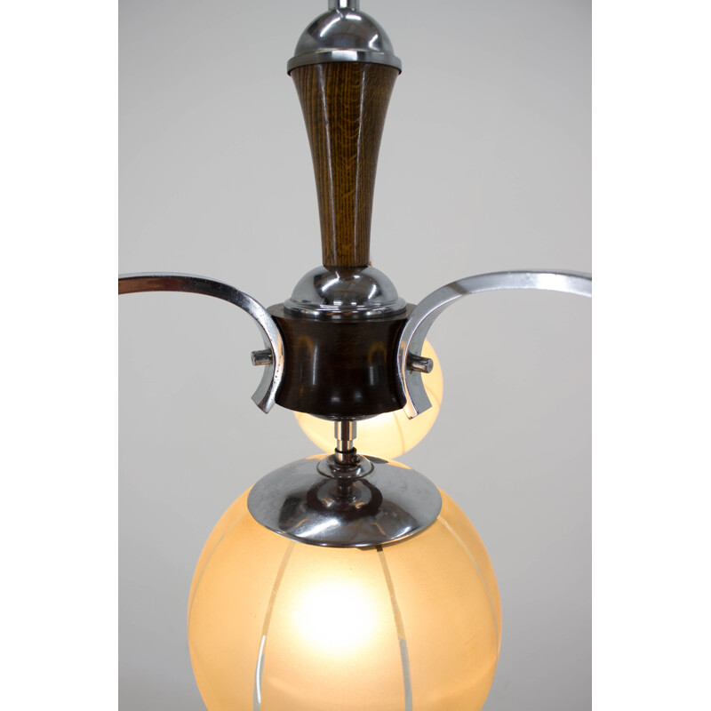 Lámpara de araña Art Déco cromada, 1940