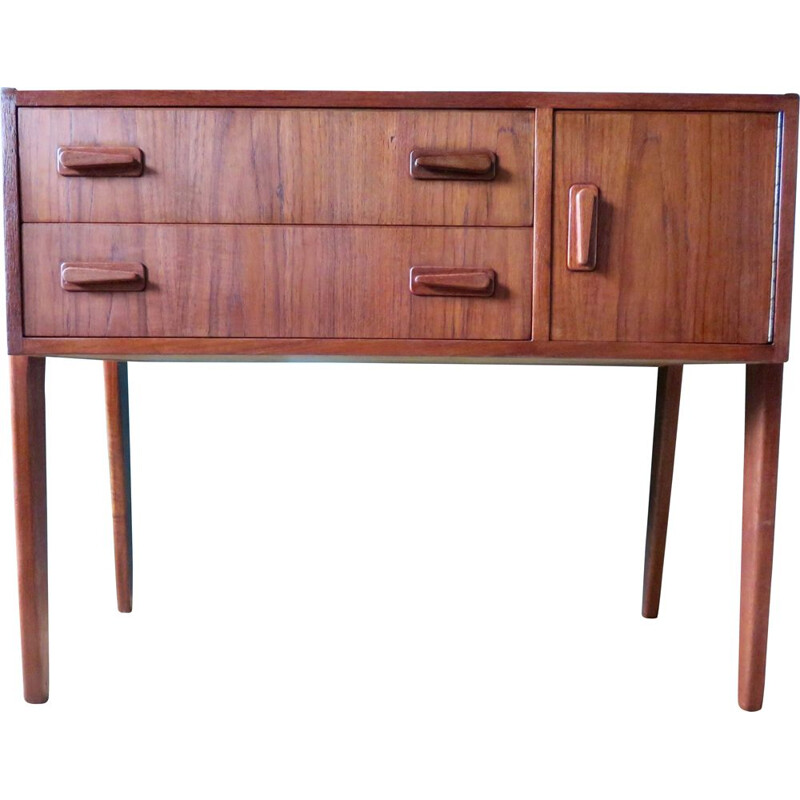 Chest of drawers or vintage teak console. Denmark 1955