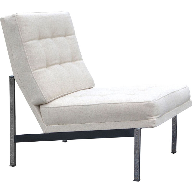Vintage armchair"Parallel bar" Florence Knoll's Casamance fabric