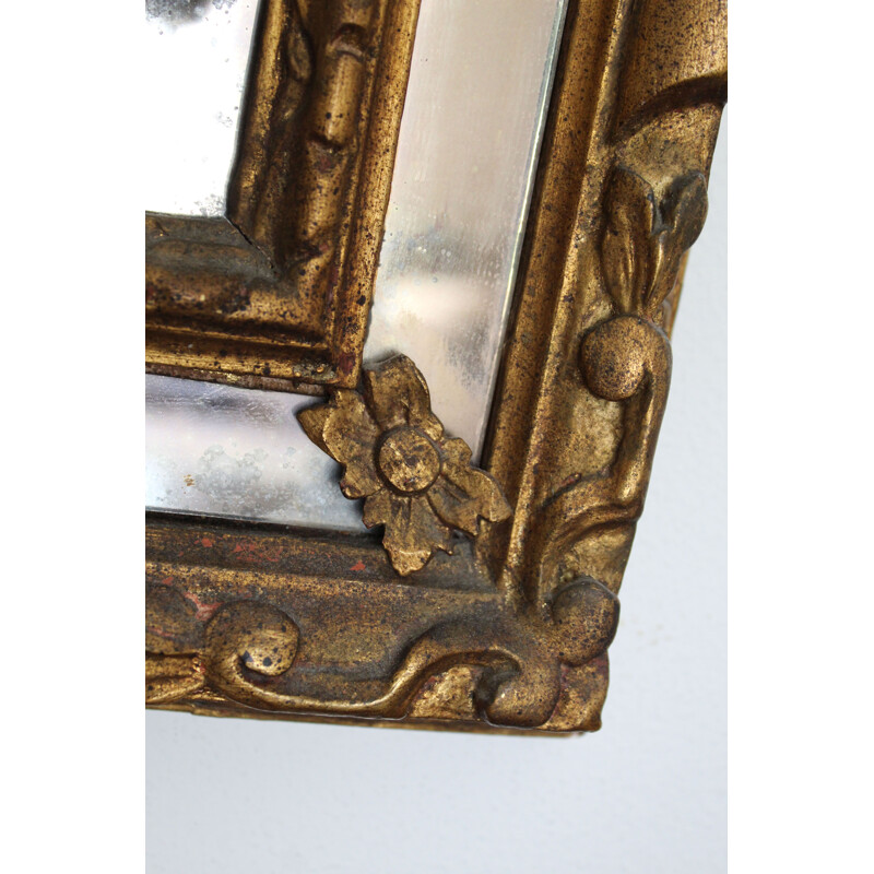 Vintage  Mirror Carved Gilt Wood  Venice Glass Decorations Italy 1900