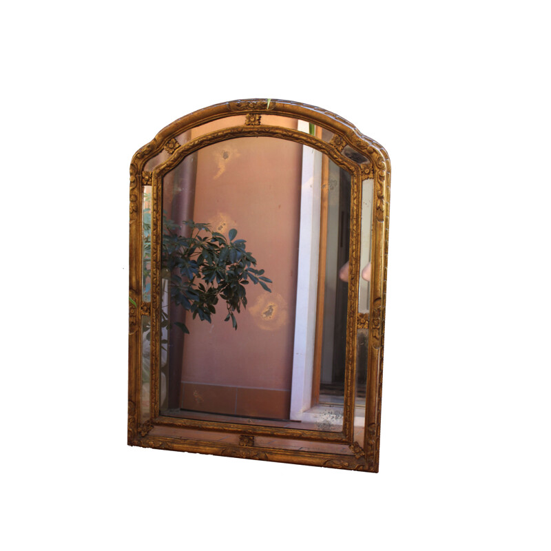 Miroir vintage en bois sculpté et doré Décorations en verre de Venise Italie 1900