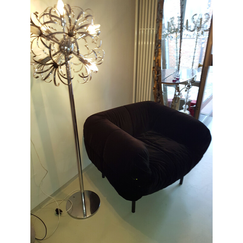 Vintage black velvet Armchair ketstin hörlin holmquist Eden 1970