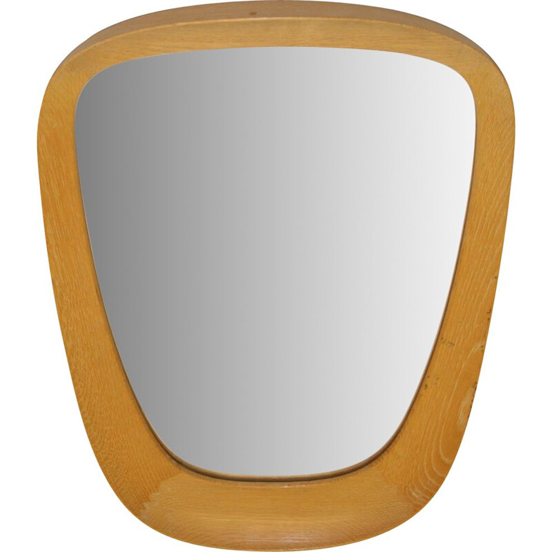 Miroir vintage marqué au bois de chêne G&T suédois 