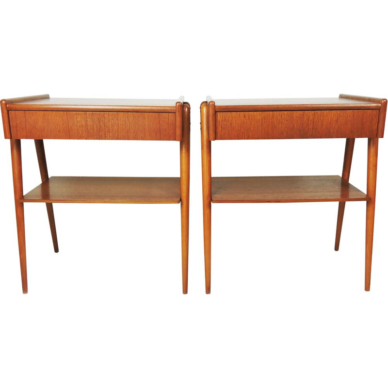 Pair of Mid-Century Teak Nightstands from Carlström & Co Möbelfabrik 1960