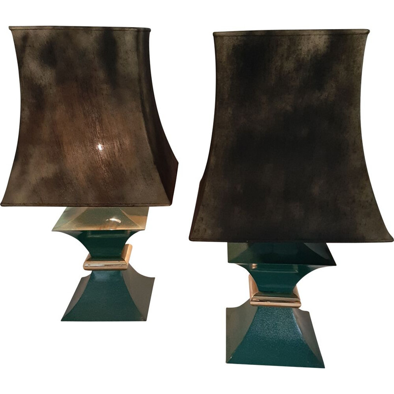 Pair of Vintage Metal Lacquered Lamps 1970