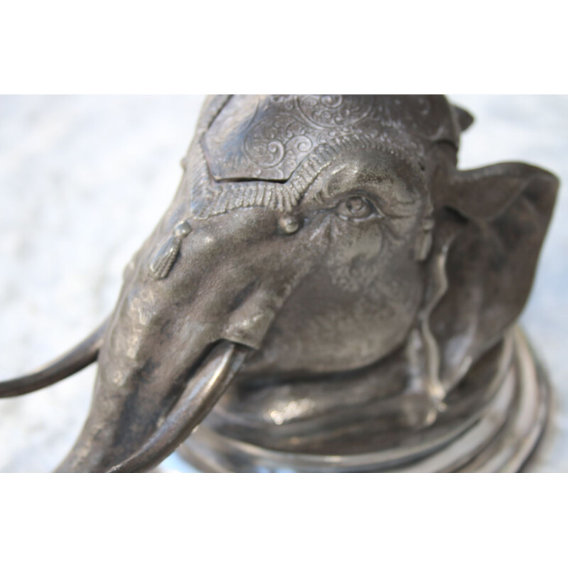 Bouteille d'encre vintage WMF InkWell Eléphant avec singe 1920 