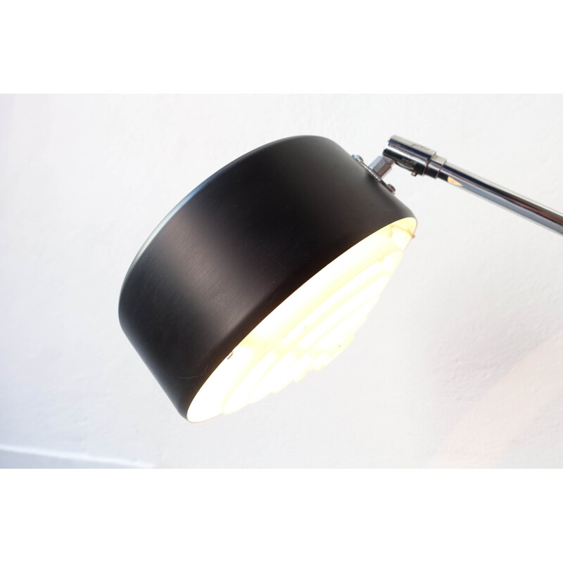 Mid-Century Simris Black Leather & Chrome Desk Lamp by Anders Pehrson for Ateljé Lyktan 1970s