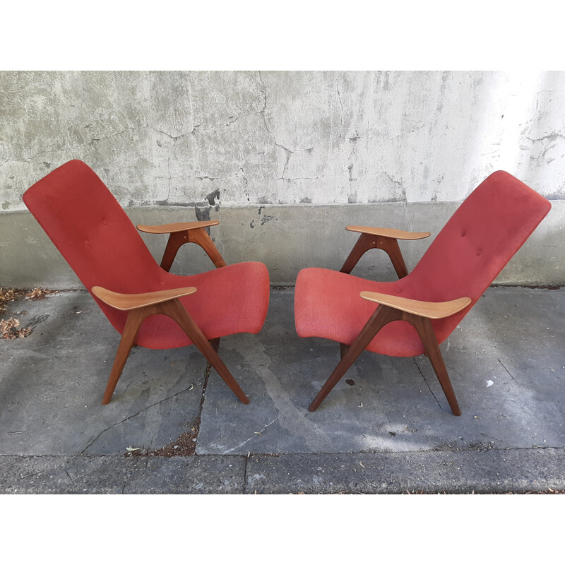 Pair of vintage armchairs by Louis van Teefellen, 1960