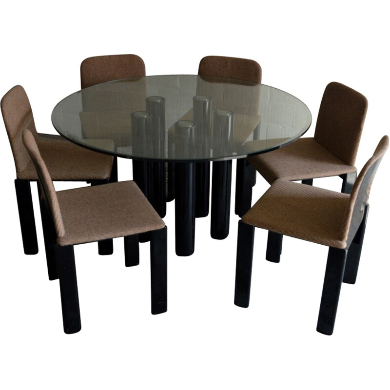 Zanotta dining set in glass, metal and glass lacquered, Marco ZANUSO - 1970s