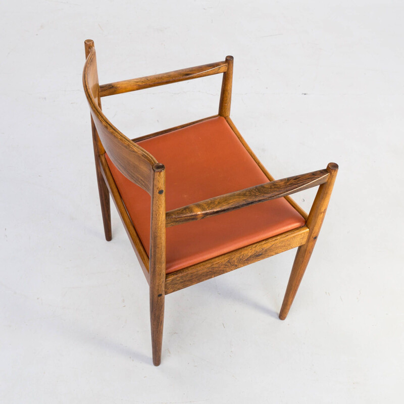 Chaise vintage en palissandre et cuir pour Bramin 1960