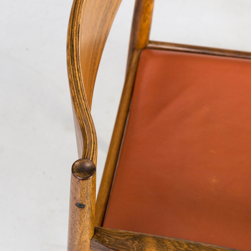 Chaise vintage en palissandre et cuir pour Bramin 1960