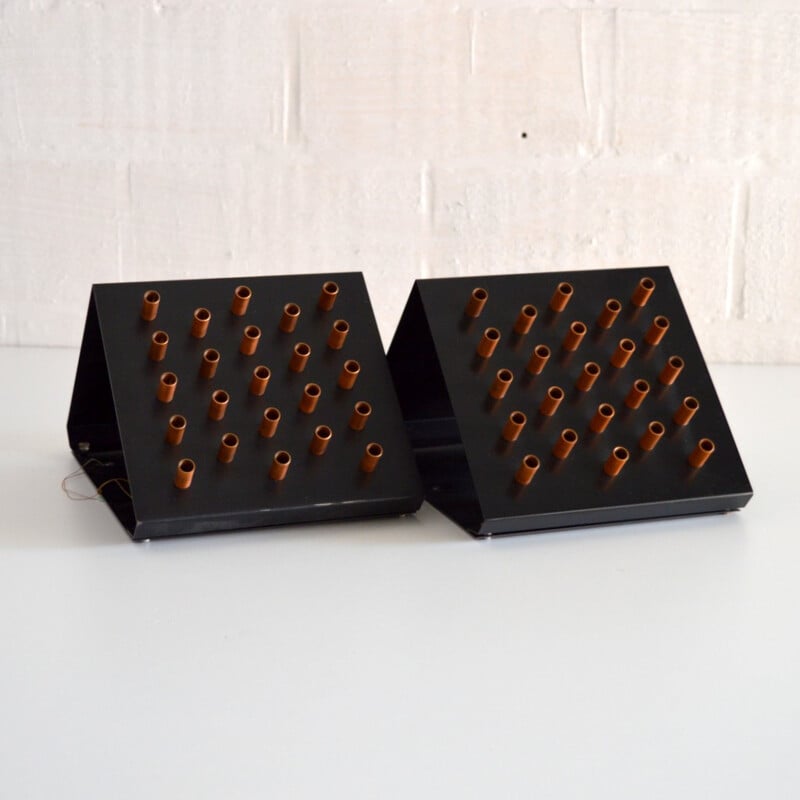 Raak set of two "Clair Obscur" wall lights in metal and copper - 1970s