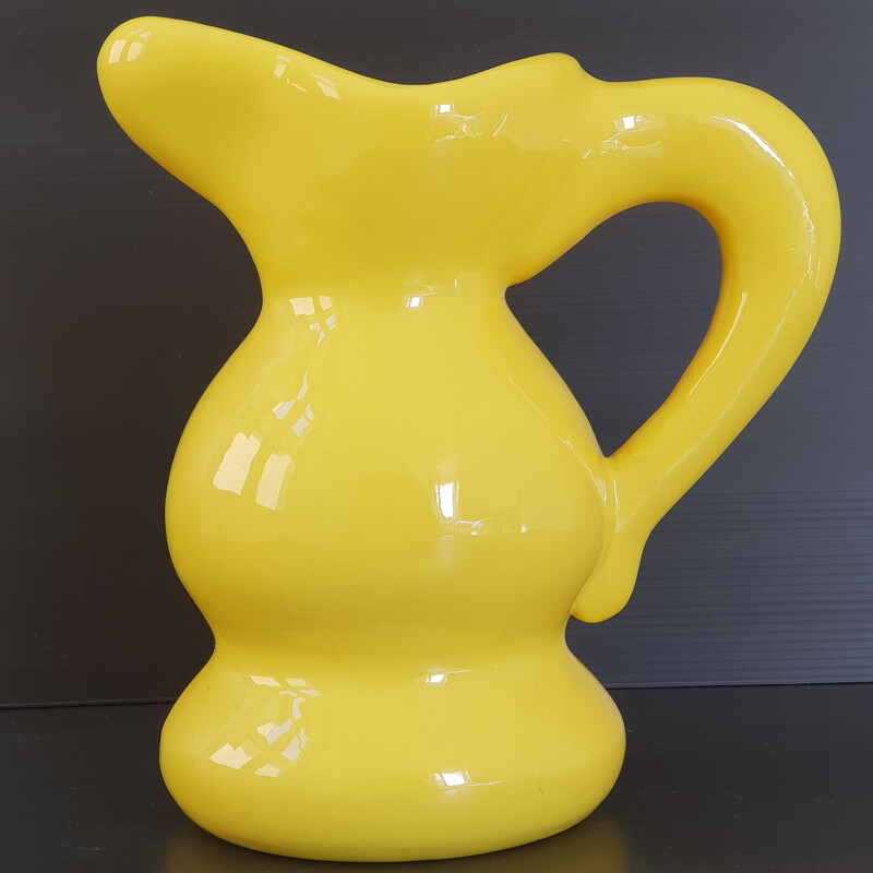 Vintage yellow pitcher, France 1950