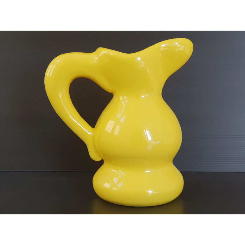 Vintage yellow pitcher, France 1950