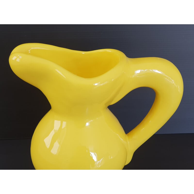 Vintage yellow pitcher, France 1950