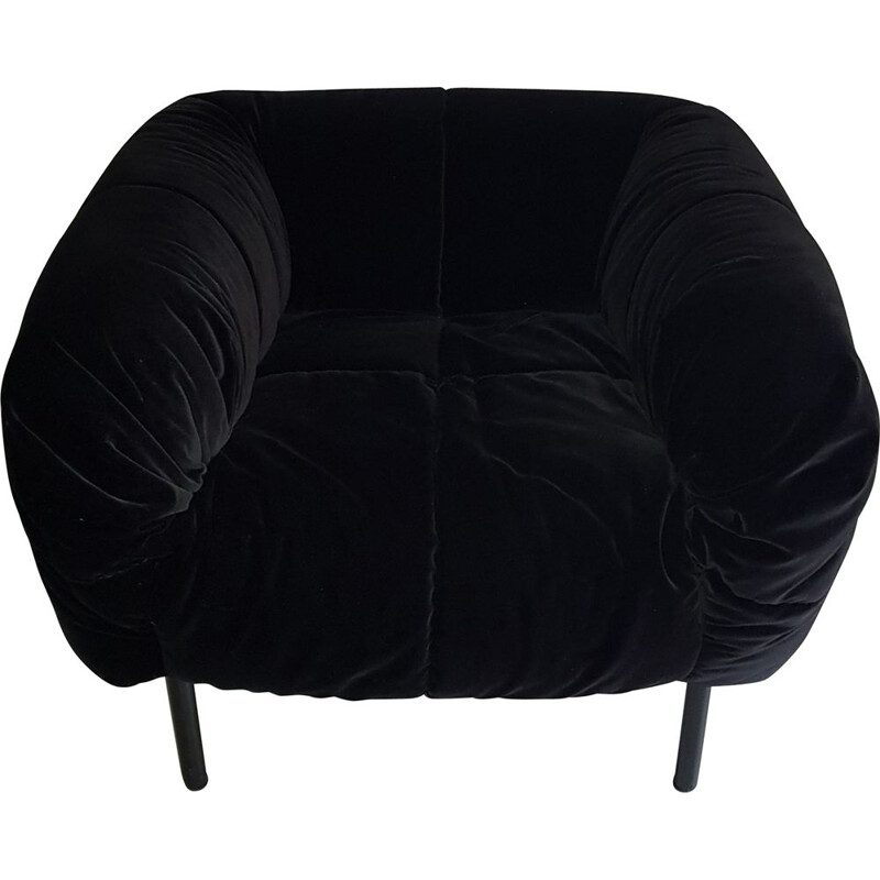 Vintage black velvet Armchair ketstin hörlin holmquist Eden 1970