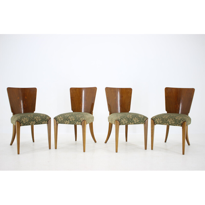 Set of 4 vintage walnut chairs by Jindrich Halabala for Up Závody, Czechoslovakia