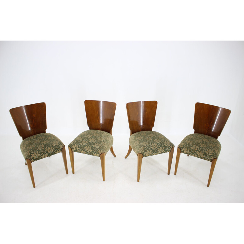 Set of 4 vintage walnut chairs by Jindrich Halabala for Up Závody, Czechoslovakia