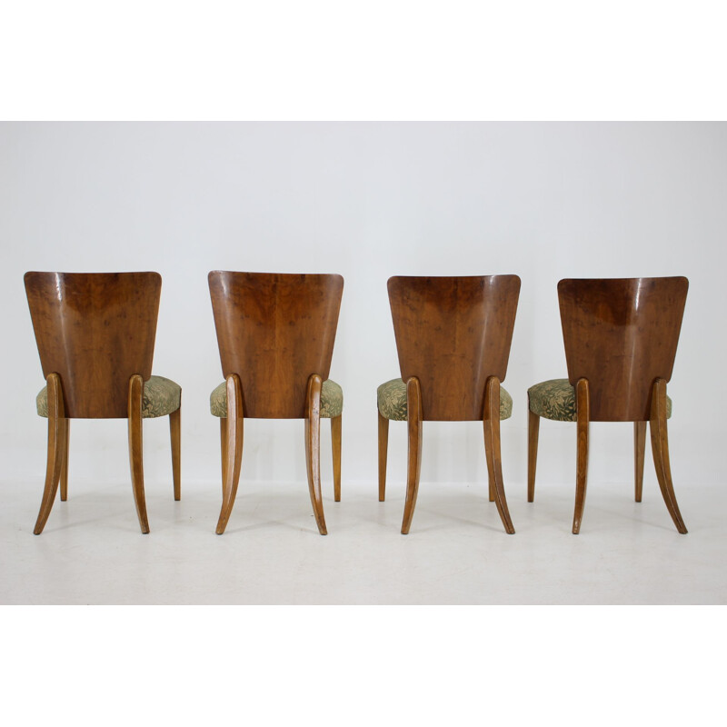 Set of 4 vintage walnut chairs by Jindrich Halabala for Up Závody, Czechoslovakia