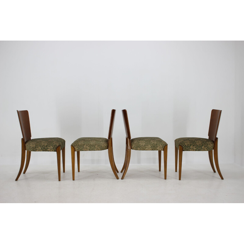 Set of 4 vintage walnut chairs by Jindrich Halabala for Up Závody, Czechoslovakia