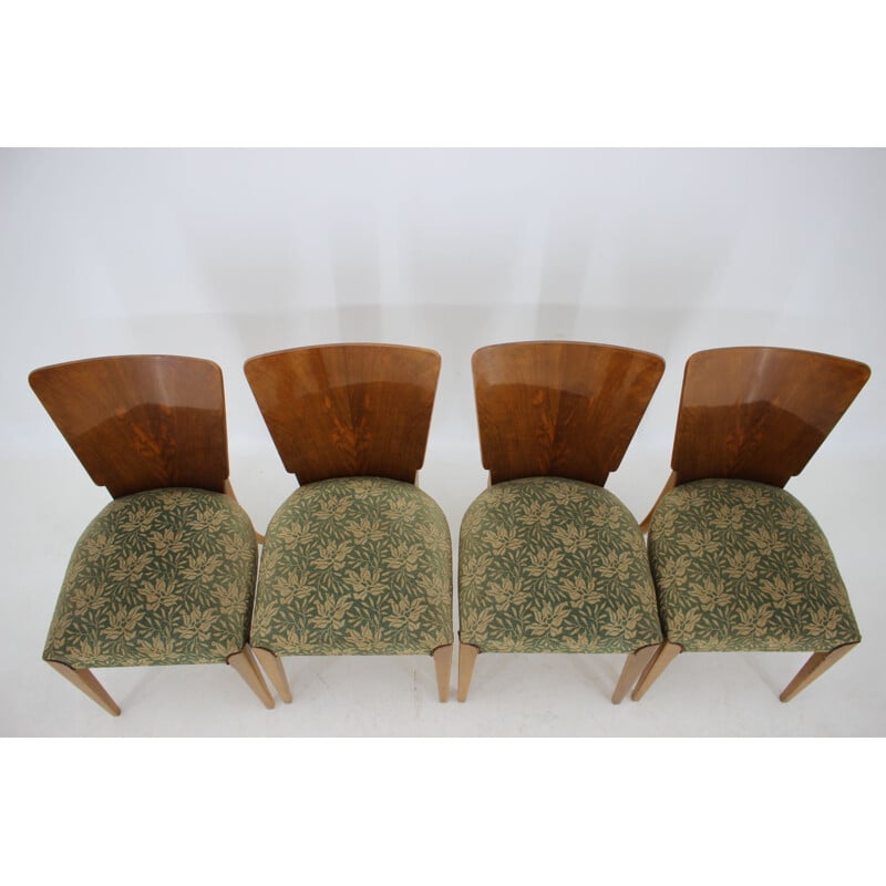 Set of 4 vintage walnut chairs by Jindrich Halabala for Up Závody, Czechoslovakia