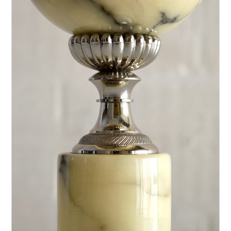 French Maison Charles table lamp in marble and gilded silver - 1970s