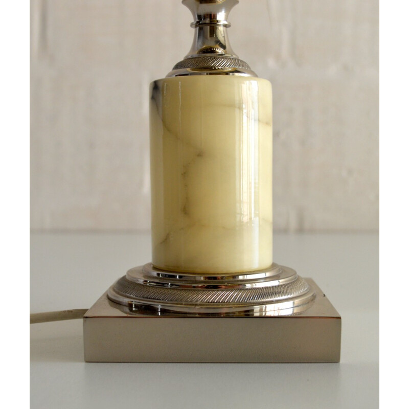 French Maison Charles table lamp in marble and gilded silver - 1970s