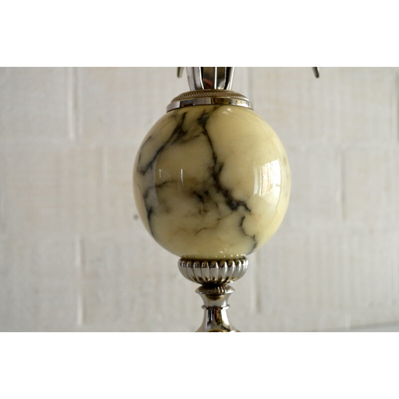 French Maison Charles table lamp in marble and gilded silver - 1970s