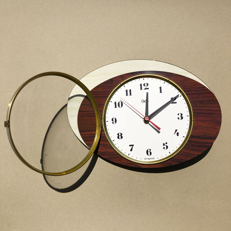 Vintage double ellipse wall clock. France 1960