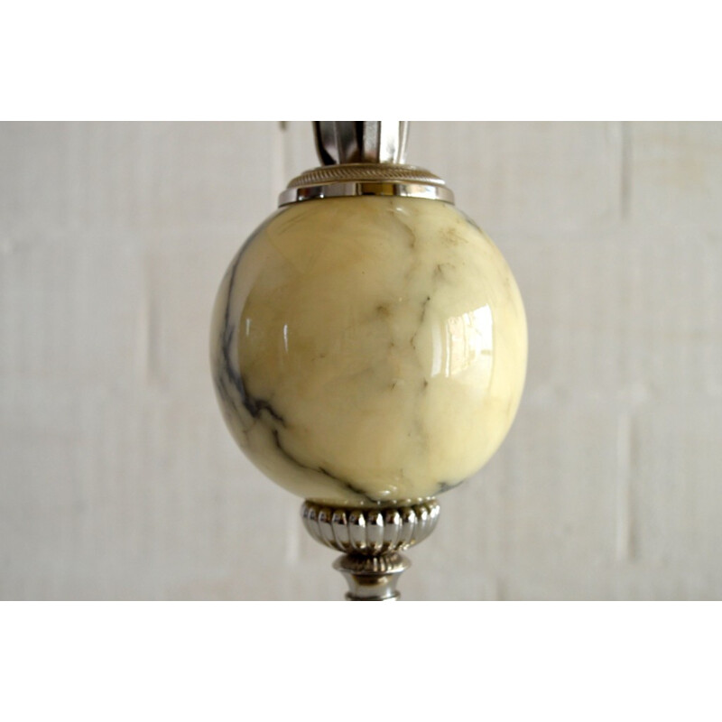 French Maison Charles table lamp in marble and gilded silver - 1970s