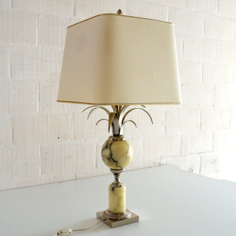 French Maison Charles table lamp in marble and gilded silver - 1970s