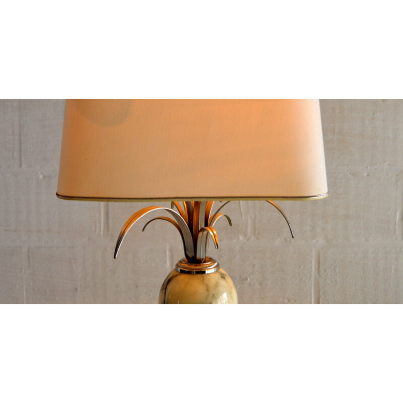 French Maison Charles table lamp in marble and gilded silver - 1970s