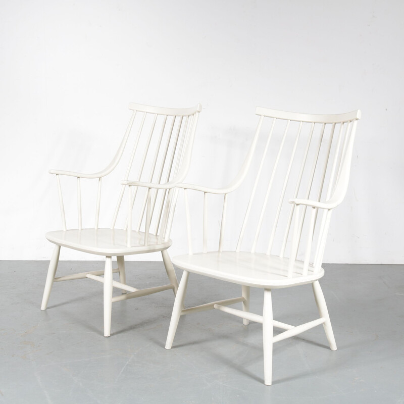 Pair of vintage spokeback chairs by Lena Larsson in Sweden 1950s