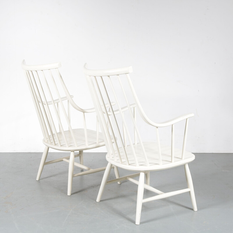 Pair of vintage spokeback chairs by Lena Larsson in Sweden 1950s