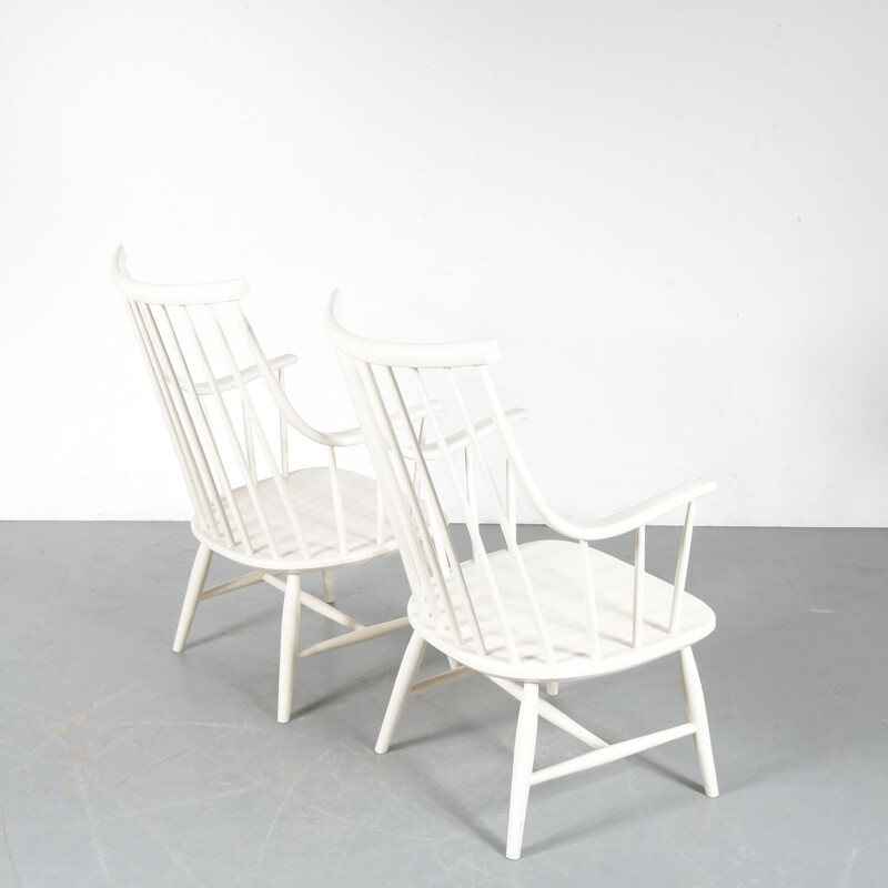 Pair of vintage spokeback chairs by Lena Larsson in Sweden 1950s