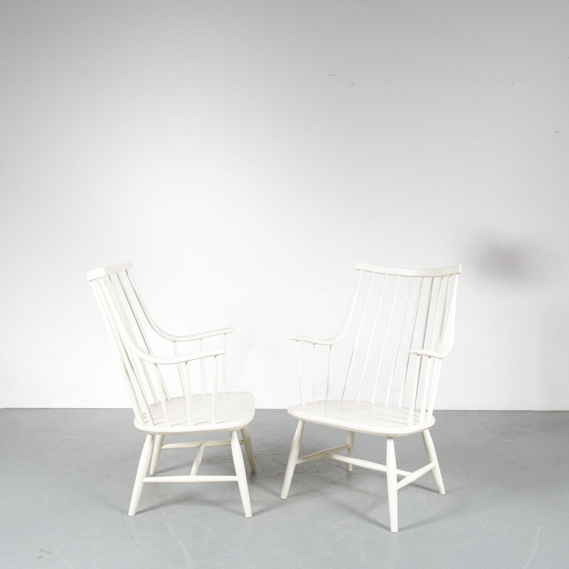 Pair of vintage spokeback chairs by Lena Larsson in Sweden 1950s