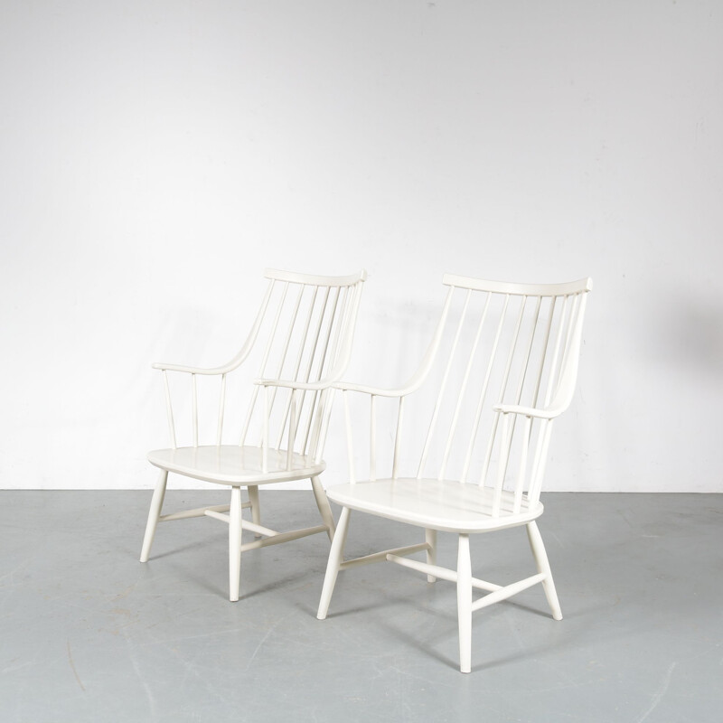 Pair of vintage spokeback chairs by Lena Larsson in Sweden 1950s