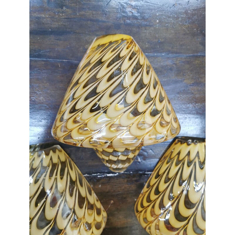 set of 3 vintage Murano glass wall sconces attributed to Paolo Venini