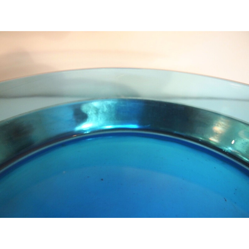 Coupe vintage en verre bleu de Murano