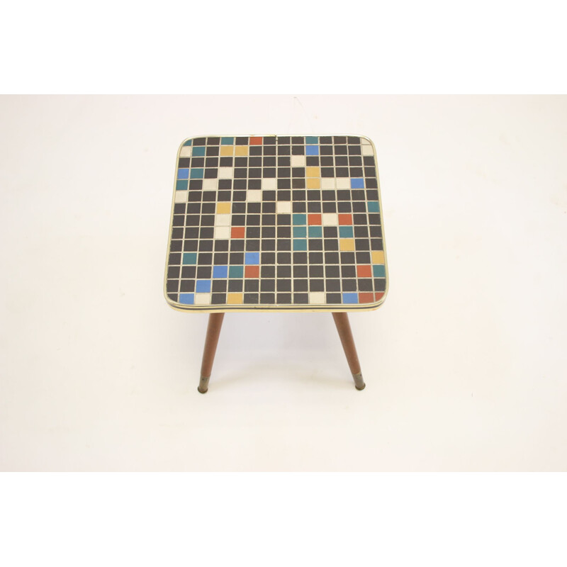 Vintage plant table with mosaic tile top 4 sides 1960s