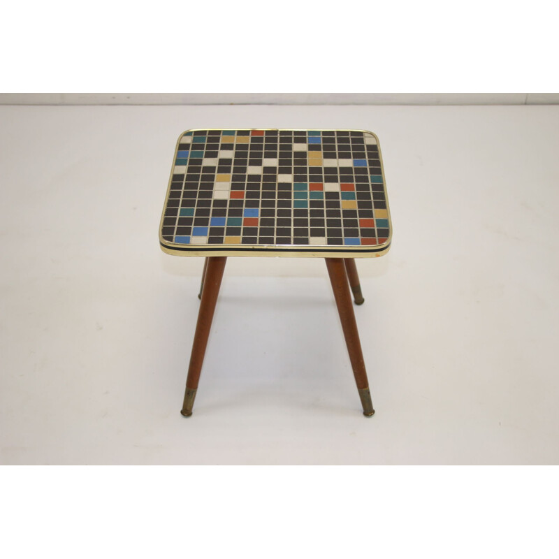 Vintage plant table with mosaic tile top 4 sides 1960s
